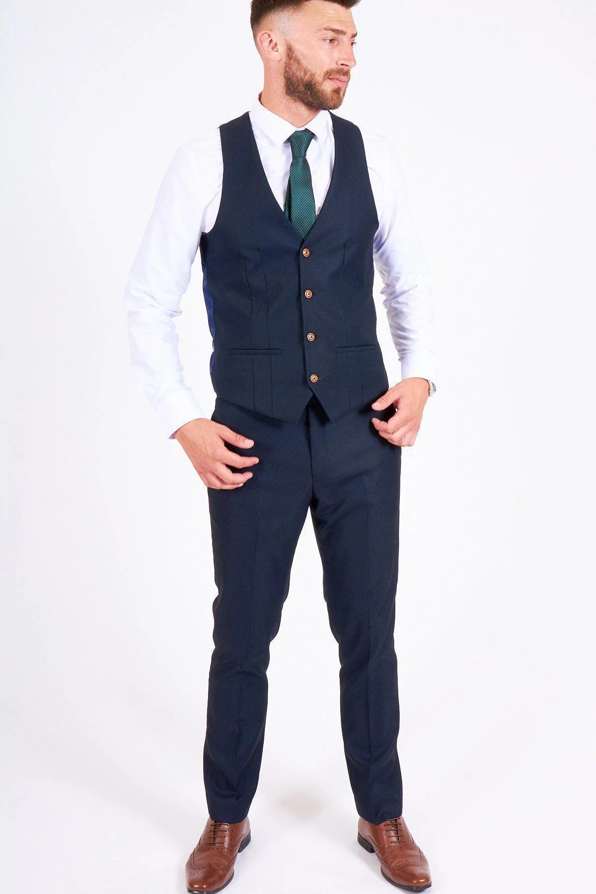 Emmerdale's Bradley Johnson (Vinny Dingle) in Max Navy Suit - Image 7