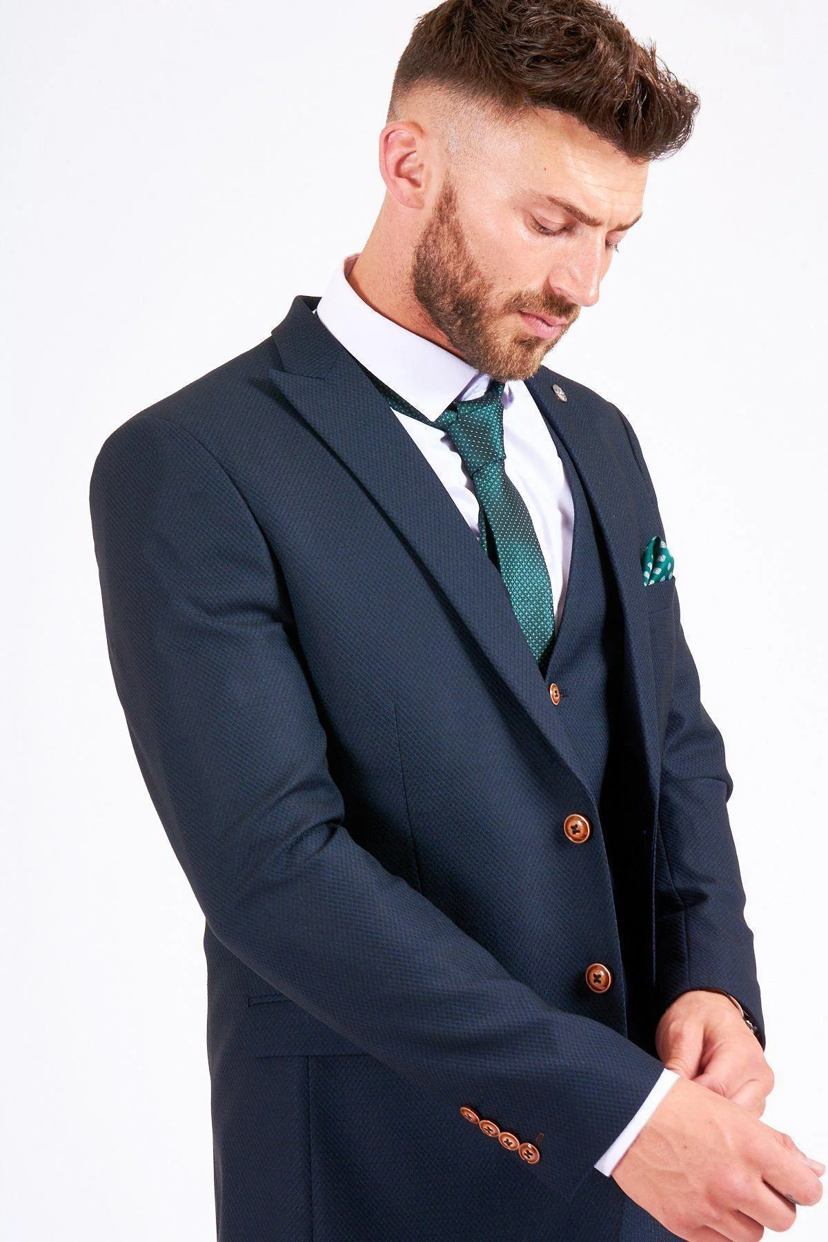 Emmerdale's Bradley Johnson (Vinny Dingle) in Max Navy Suit - Image 8