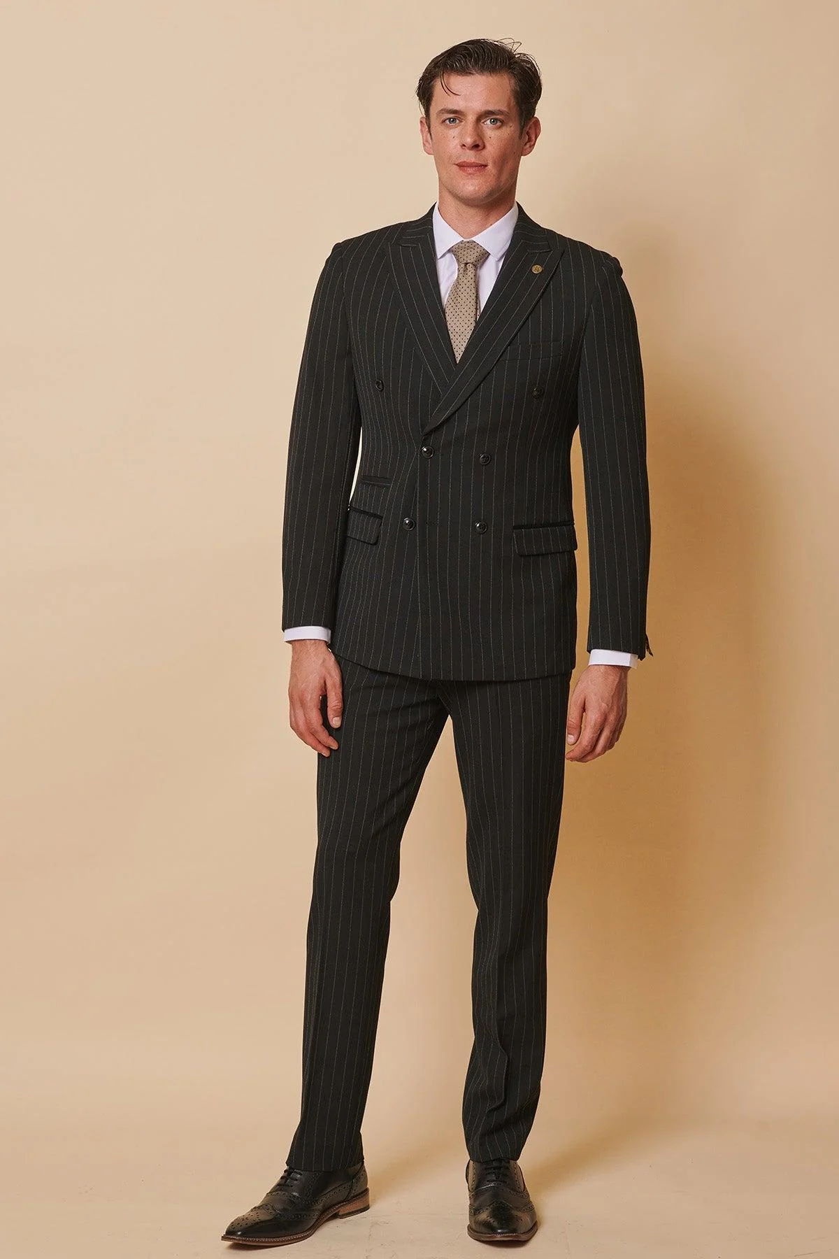Coronation Street's Mason Radcliffe (Luca Toolan) In ROCCO Black Pinstripe Double Breasted Two Piece Suit - Image 3