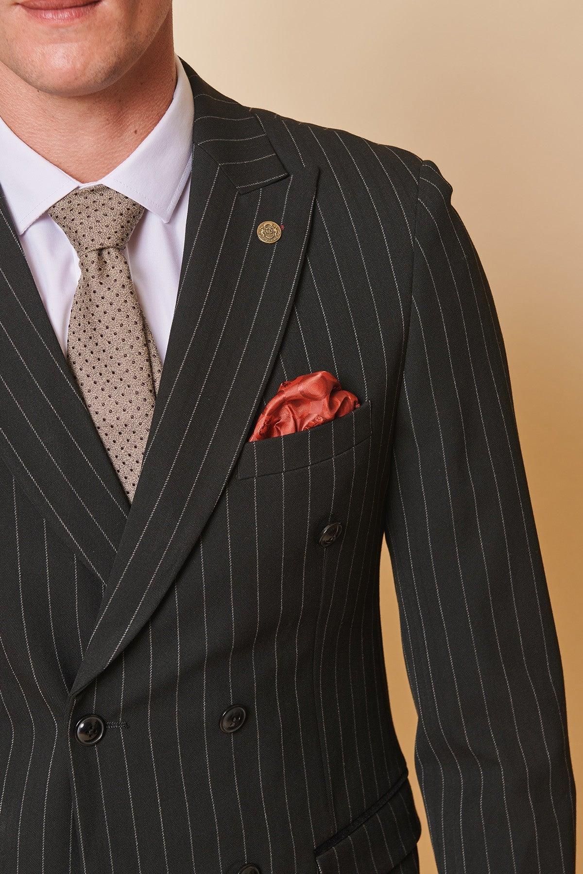 Coronation Street's Mason Radcliffe (Luca Toolan) In ROCCO Black Pinstripe Double Breasted Two Piece Suit - Image 9