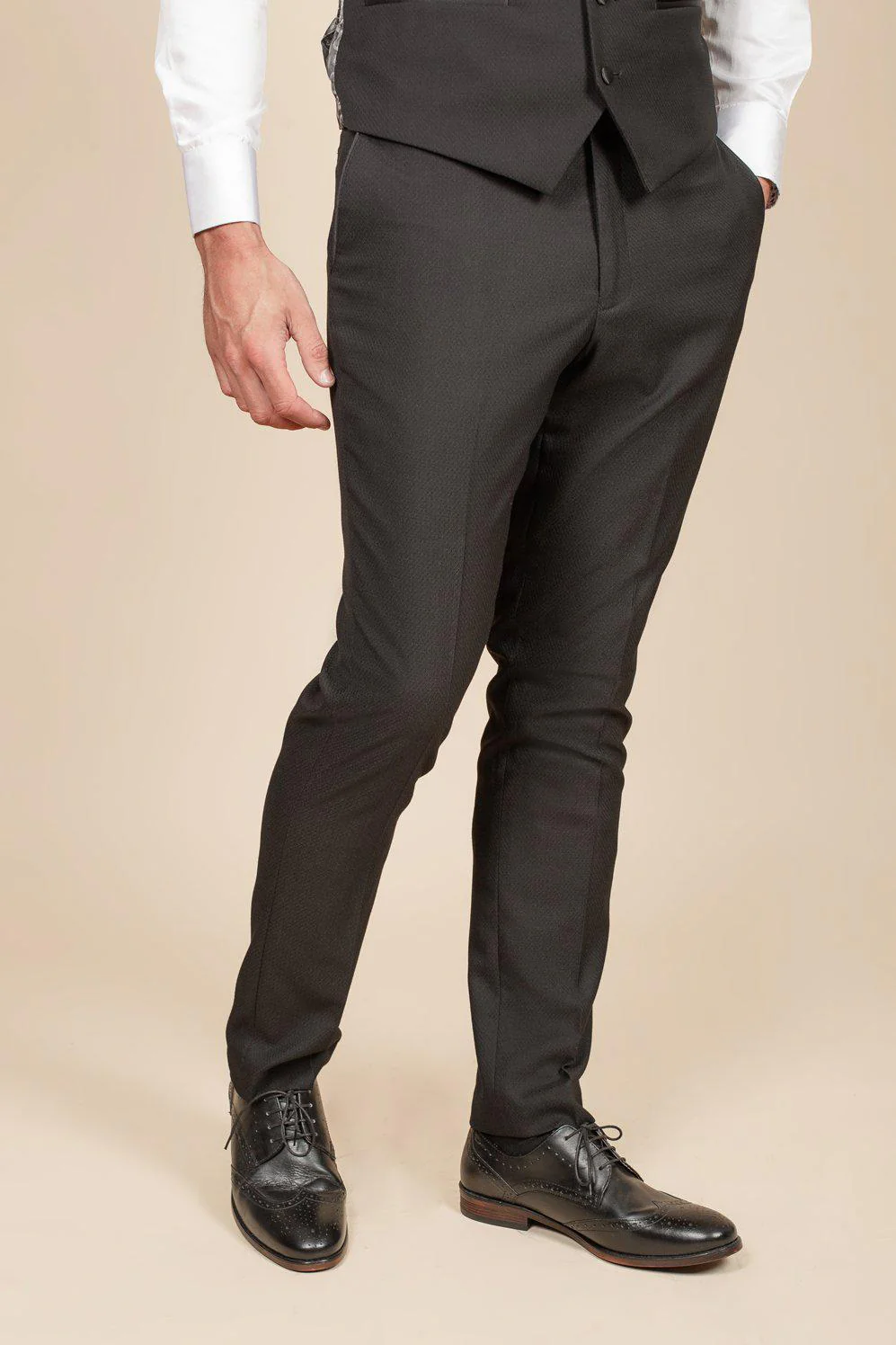 DALTON - Black Tux Lapel Suit With Ross Waistcoat - Image 12