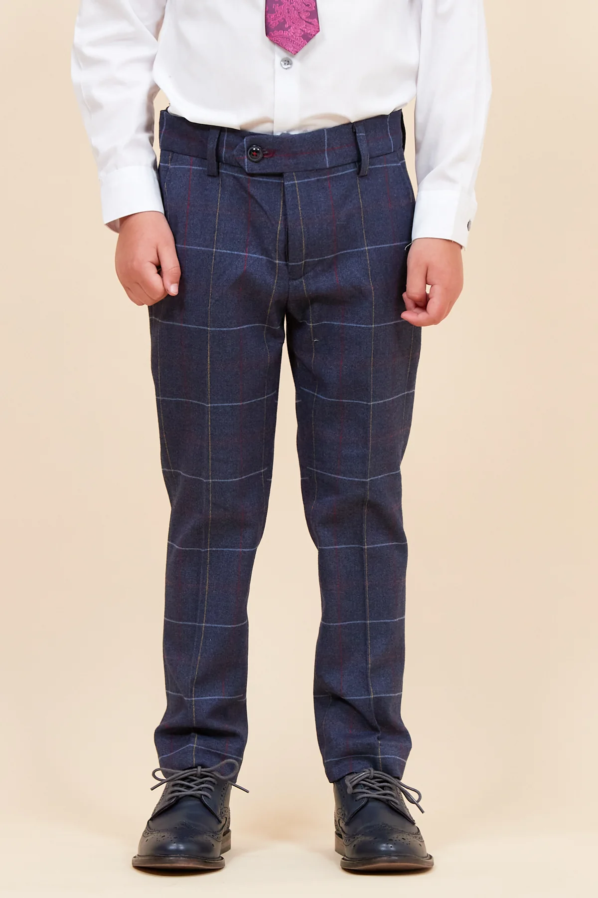 DRAKE - Children's Navy Check Three Piece Suit - Image 10