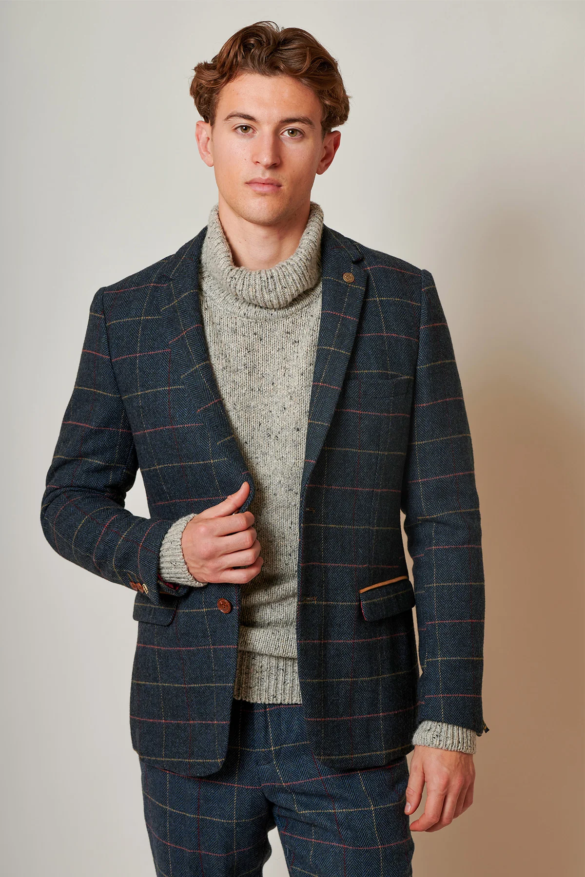 ETON - Navy Blue Tweed Check Blazer - Image 7