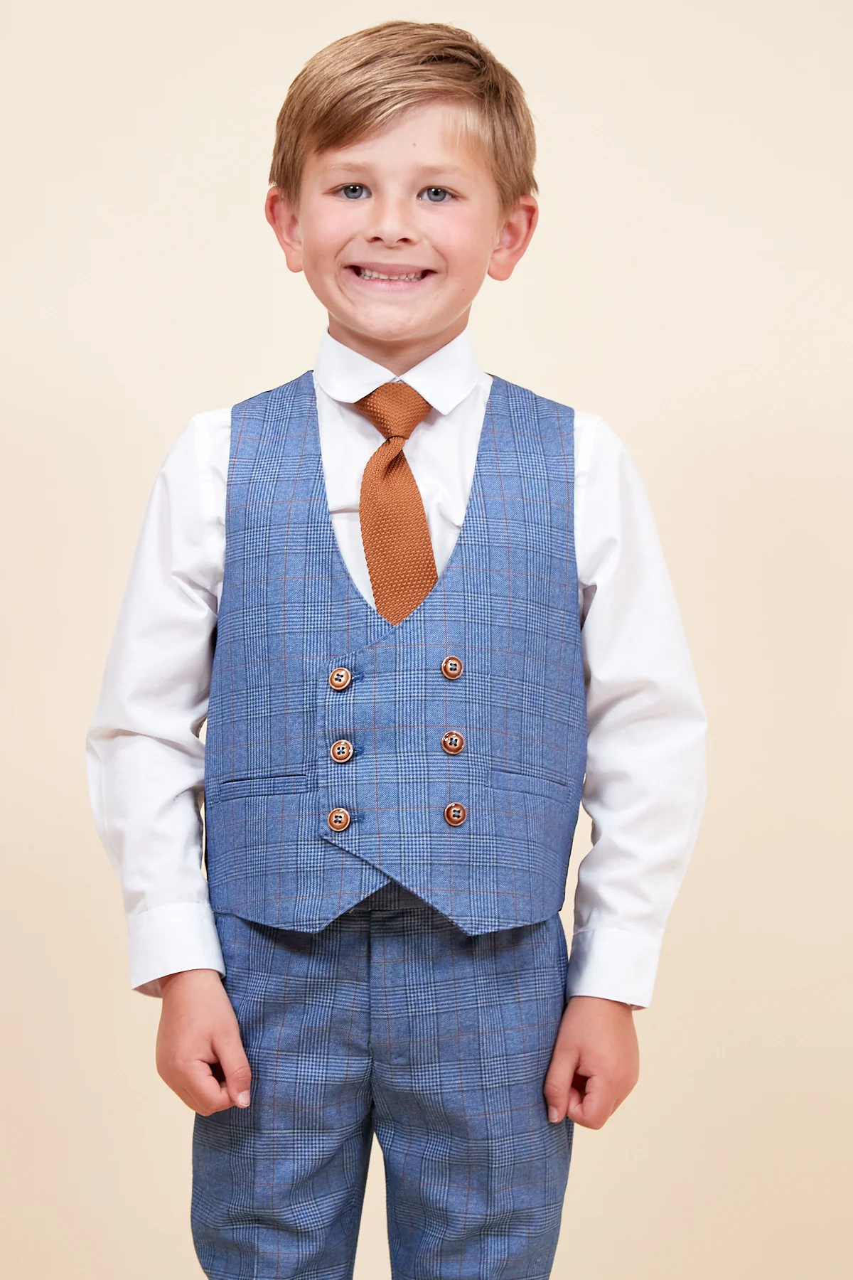 GEORGE - Children's Light Blue Check Three Piece Suit - Image 3