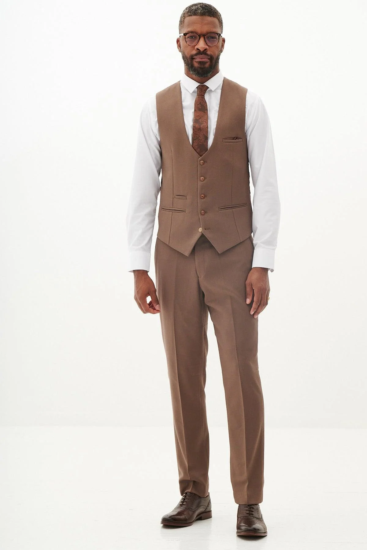 HM5 - Tan Single Breasted Waistcoat - Image 4
