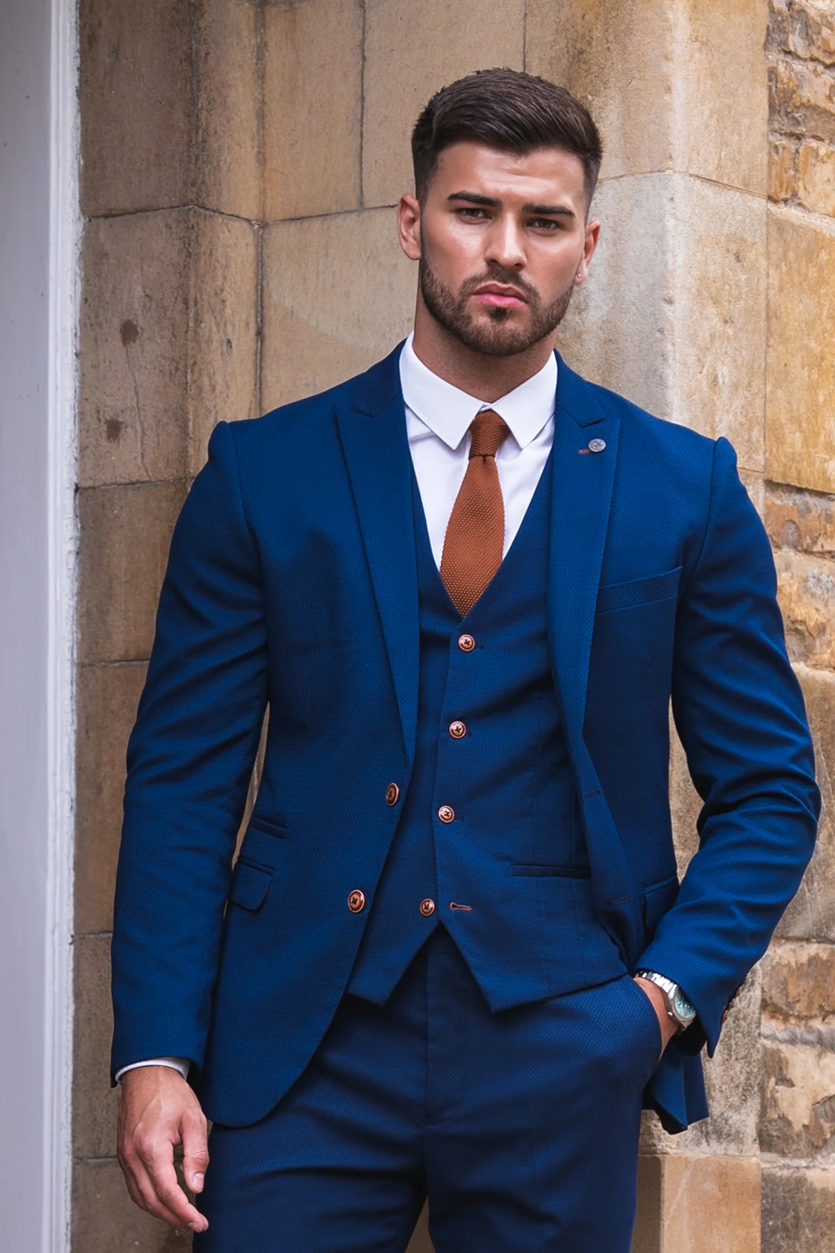'I'm A Celebrity Get Me Out Of Here' 2022 Runner Up Owen Warner  in Max Royal Blue Suit - Image 5