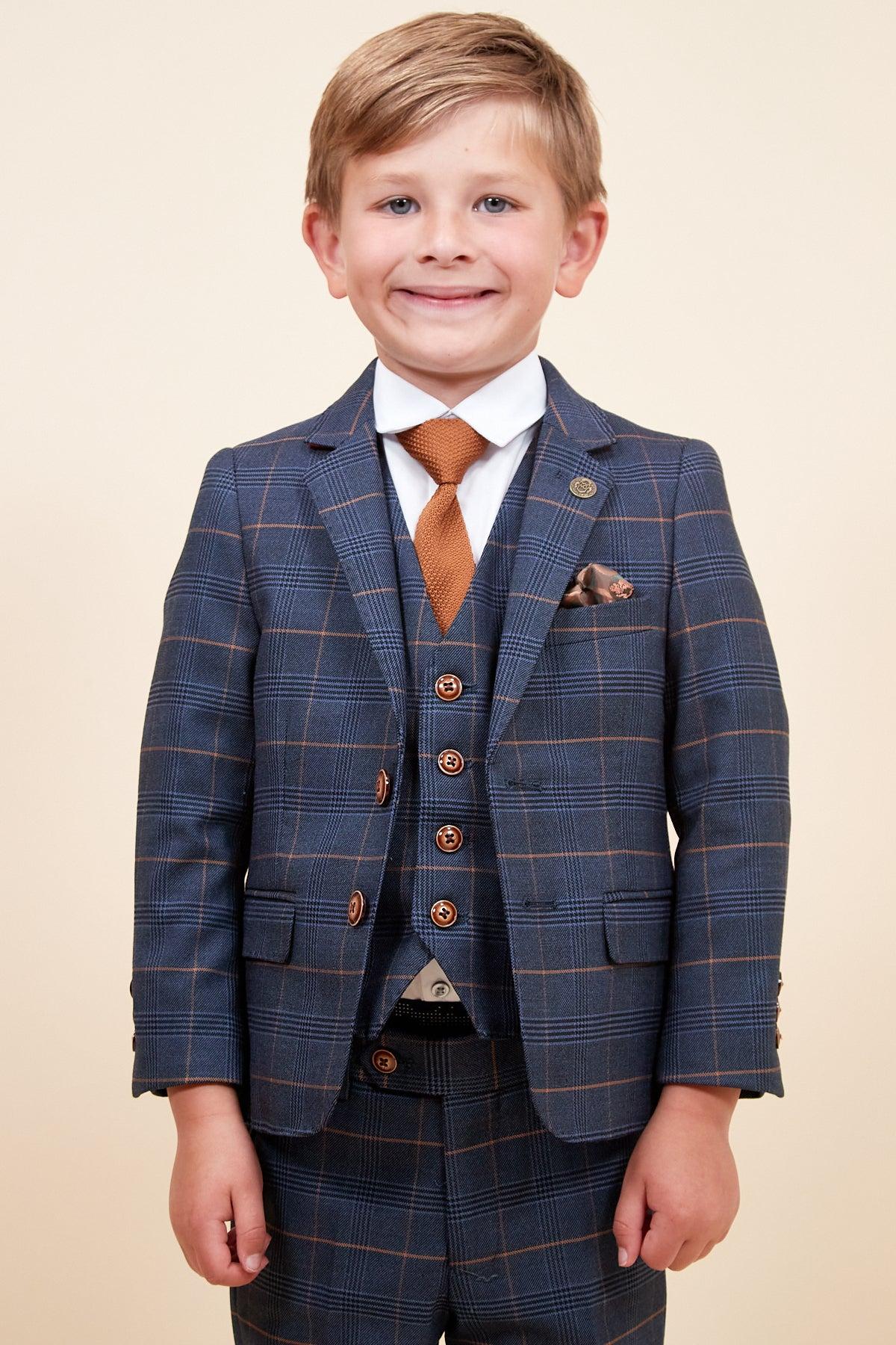 JENSON - Childrens Marine Navy Check Suit - Image 4