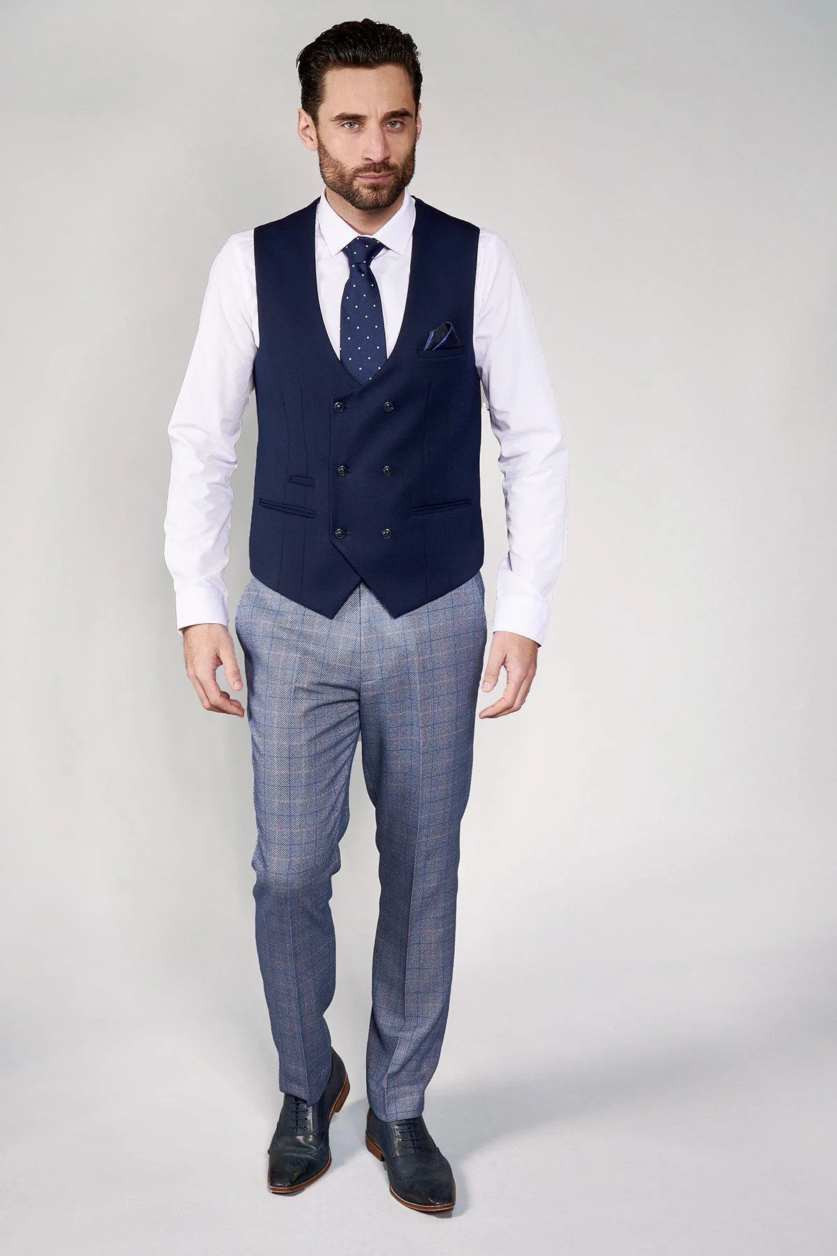 KELLY - Blue Double Breasted Waistcoat - Image 5