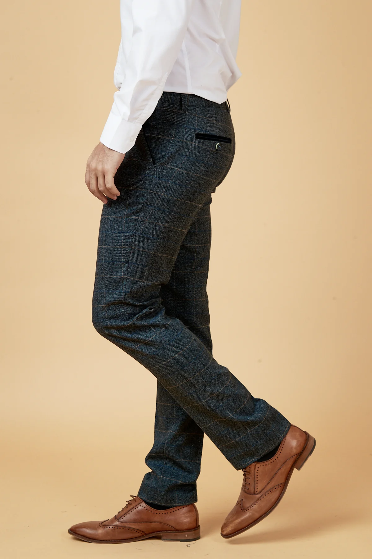 SCOTT - Blue Check Tweed Trousers - Image 3