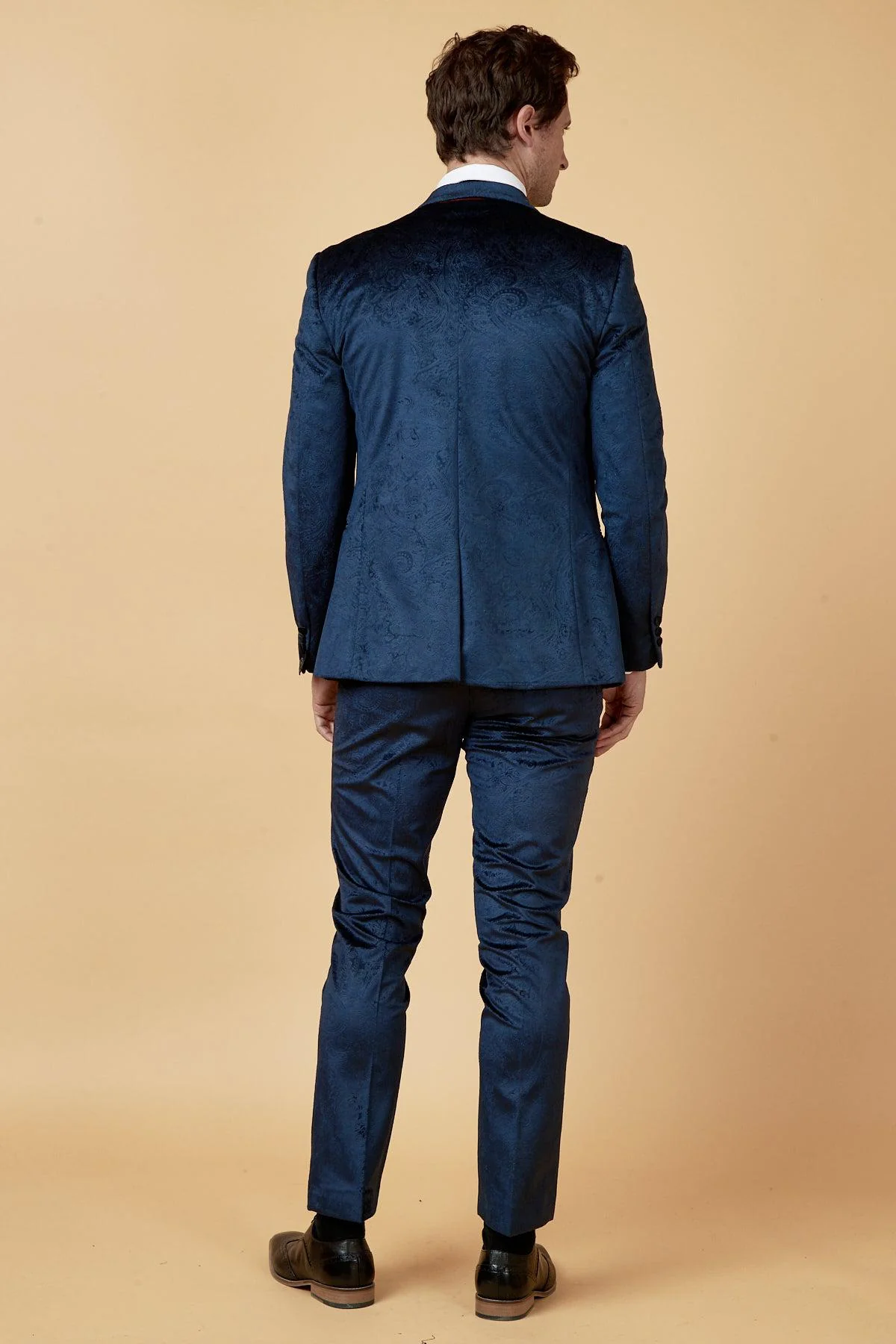 SIMON - Velvet Navy Tux Lapel Jacquard Blazer - Image 8